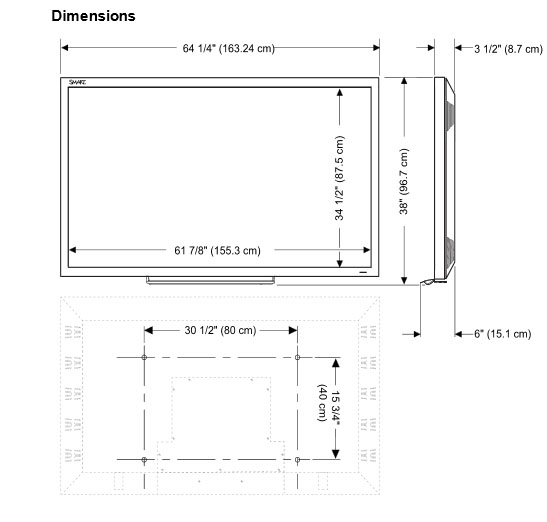 Digital whiteboards Dimensions
