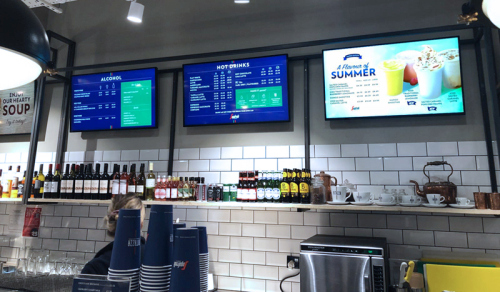 digital signage screens menu boards coffee shop cafe